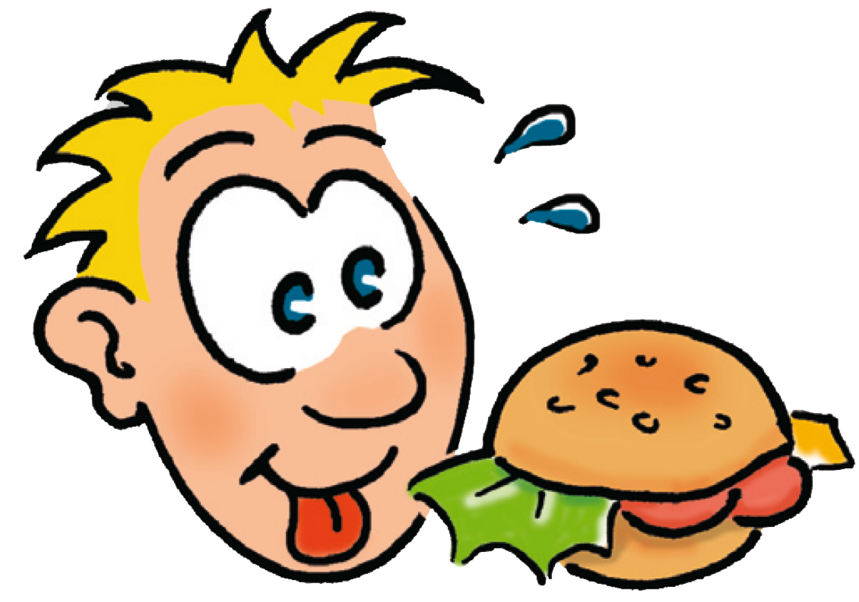 Comicfigur mit Burger