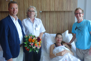 Bild (von links nach rechts): Bernd Sieber, Olaf Kindermann, Maria Schultz mit Sophie Marianne, Philipp Schultz