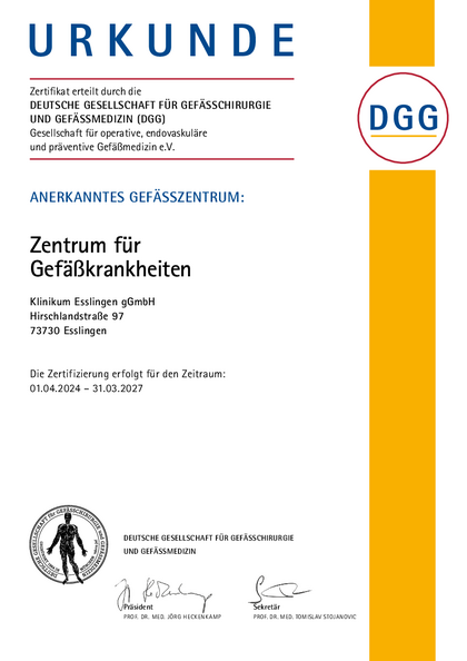 Urkunde Gefäßzentrum