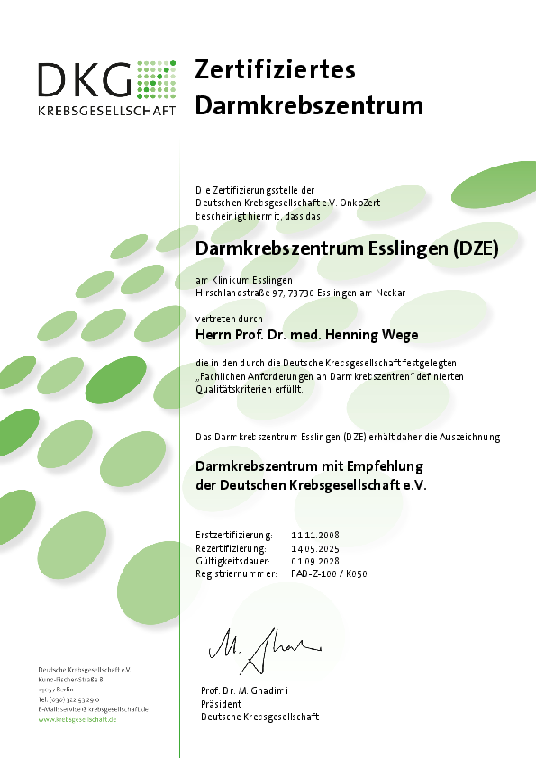 Zertifikat Darmkrebszentrum