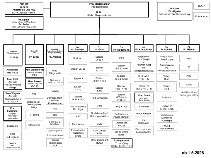 Organigramm des Pflegedienstes
