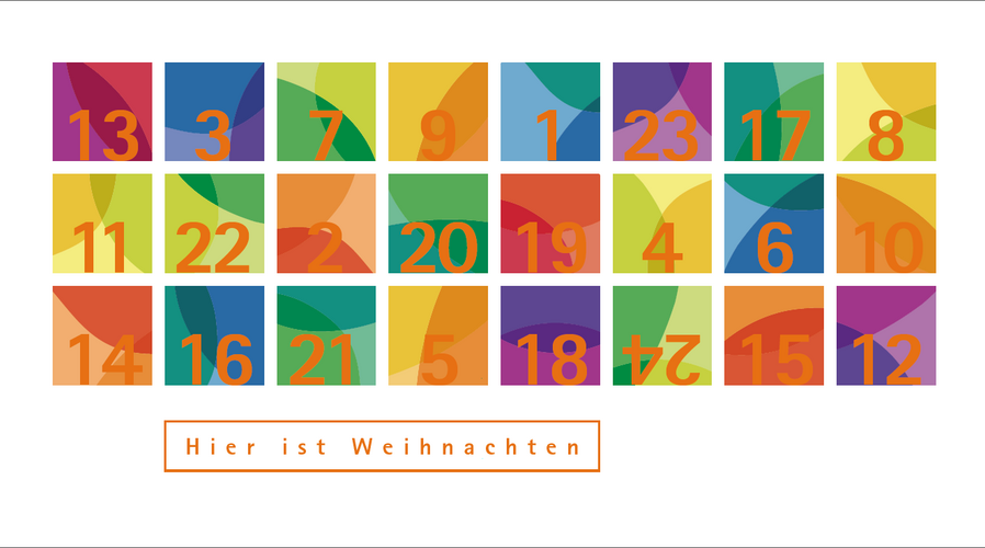 Weihnachtskarte mit Schrift "Hier ist Weihnachten"