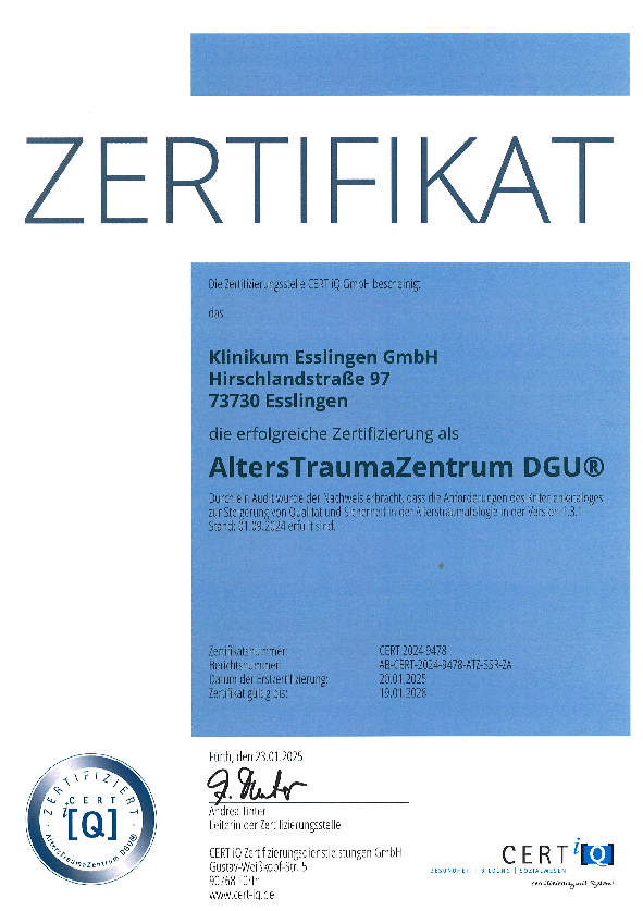 Zertifikat Alterstraumazentrum