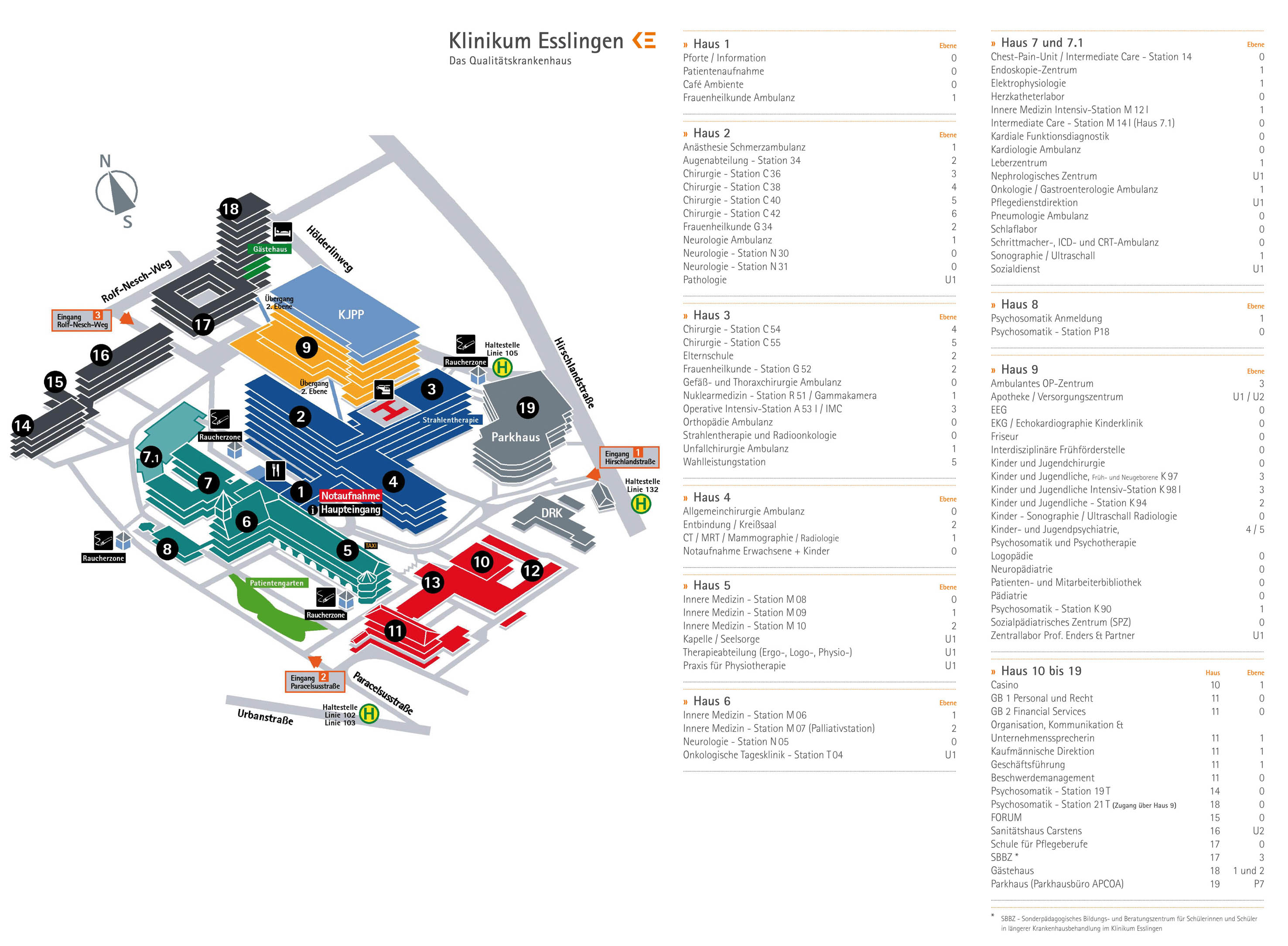 Lageplan / Wegweiser Klinikum Esslingen
