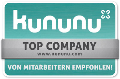 Logo von Kununu "Von Mitarbeitern empfohlen!" 